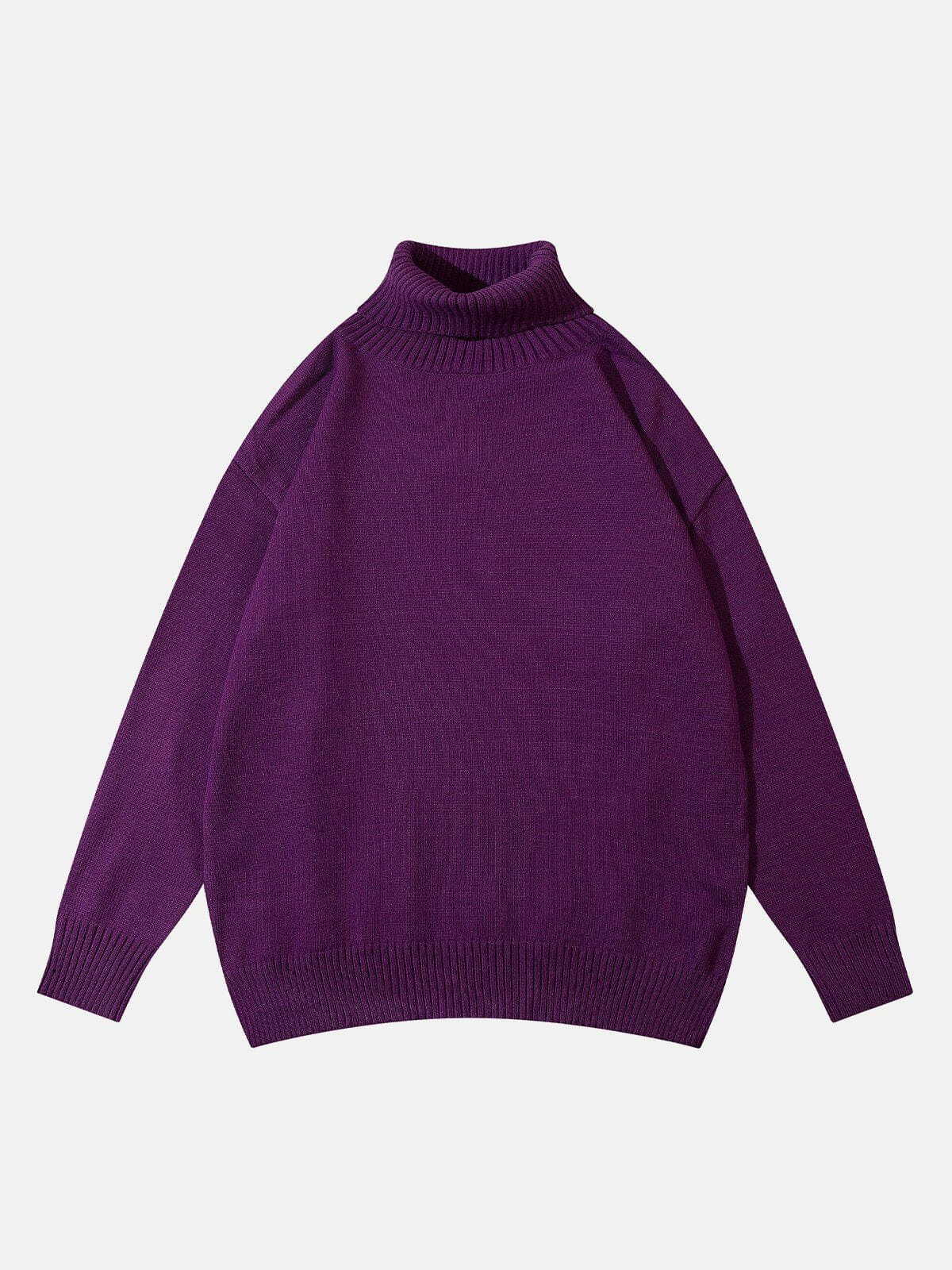 trendy solid turtleneck sweater y2k fashion musthave 8581