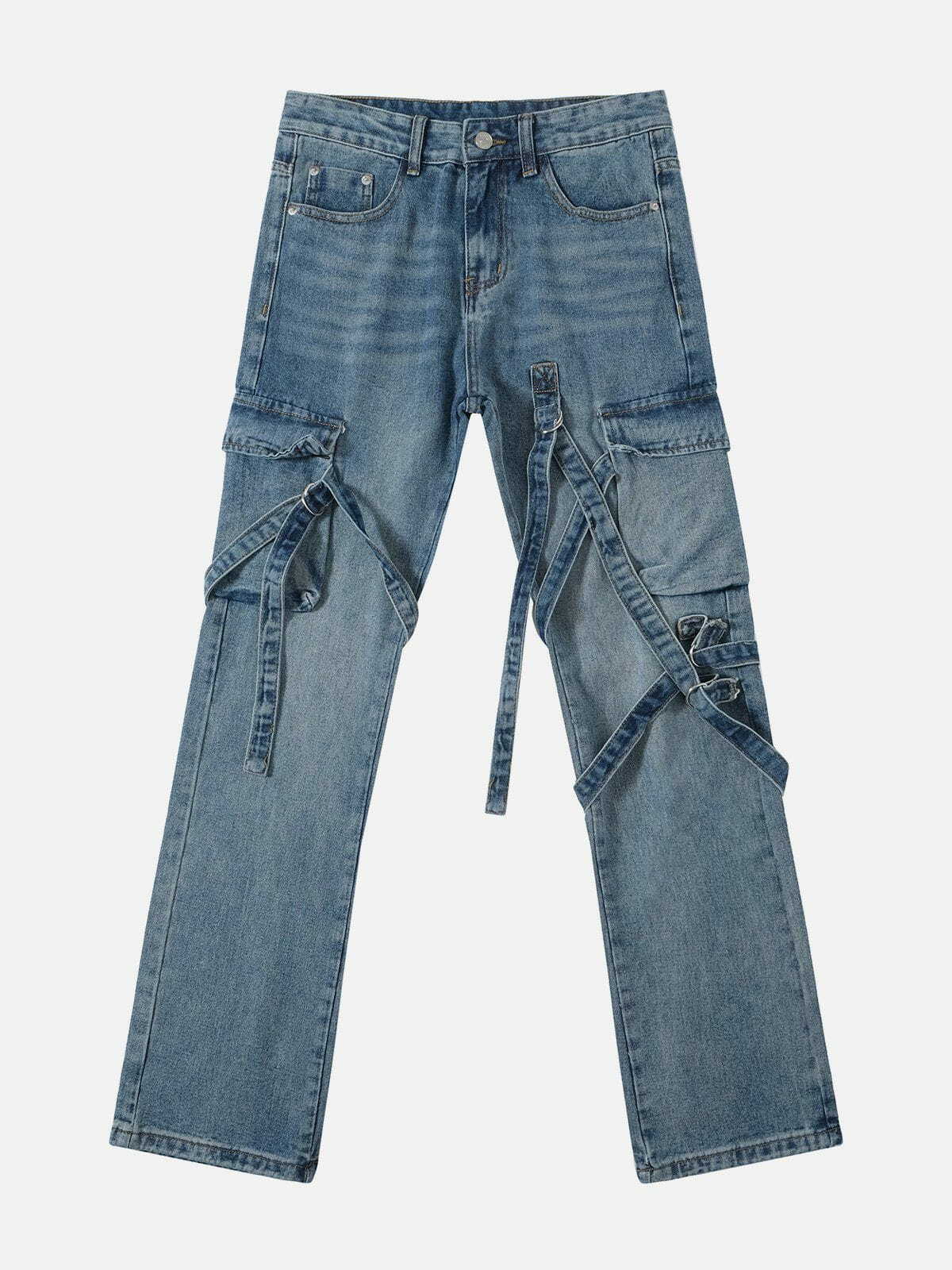 trendy tie jeans big pocket design 3997
