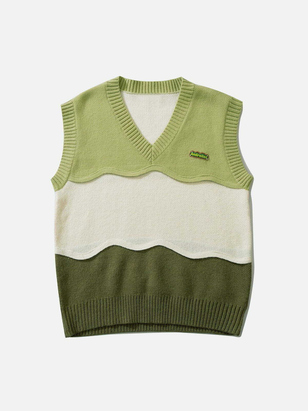 tricolor stitching sweater vest edgy y2k streetwear essential 5615
