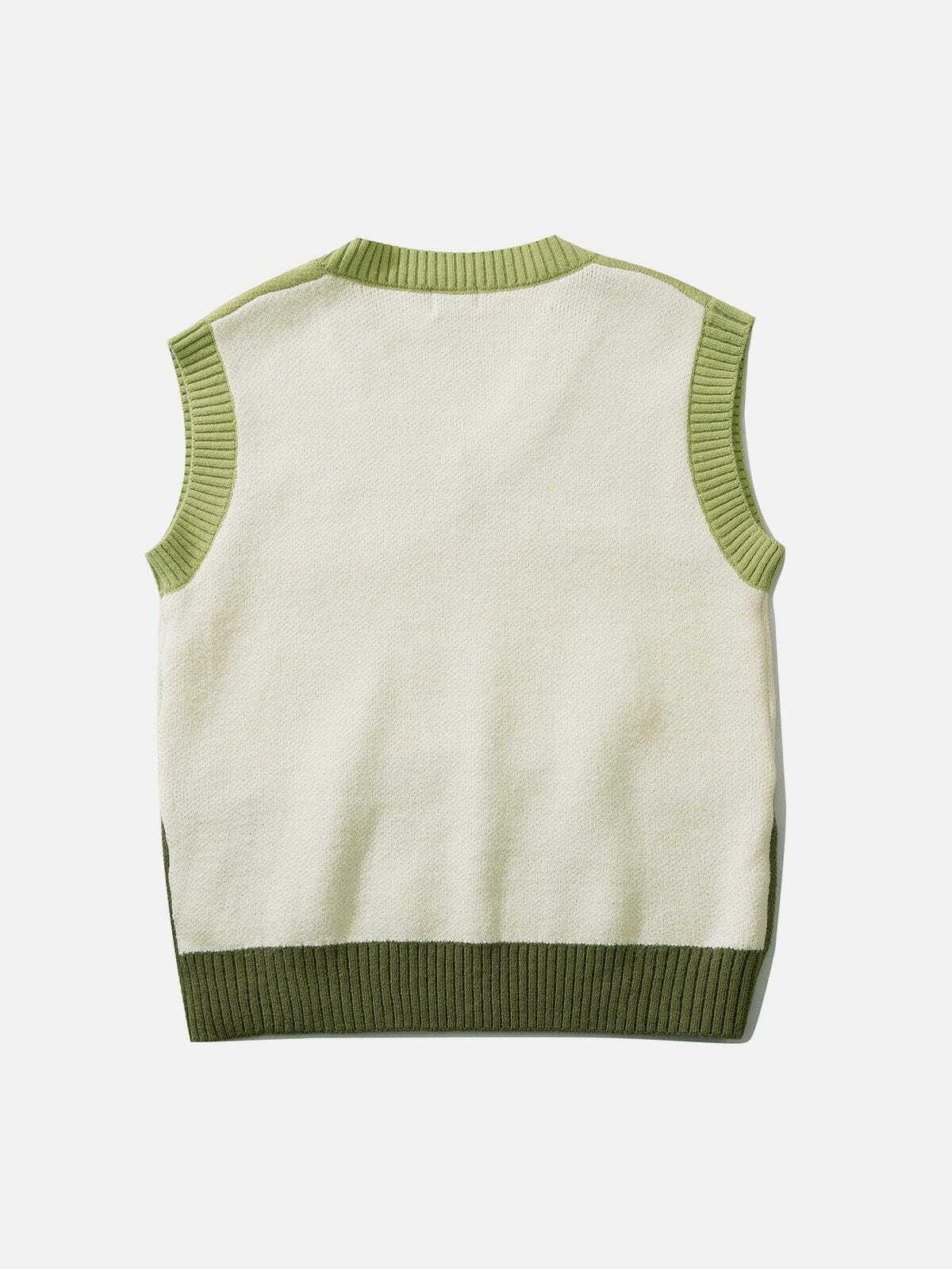 tricolor stitching sweater vest edgy y2k streetwear essential 6347