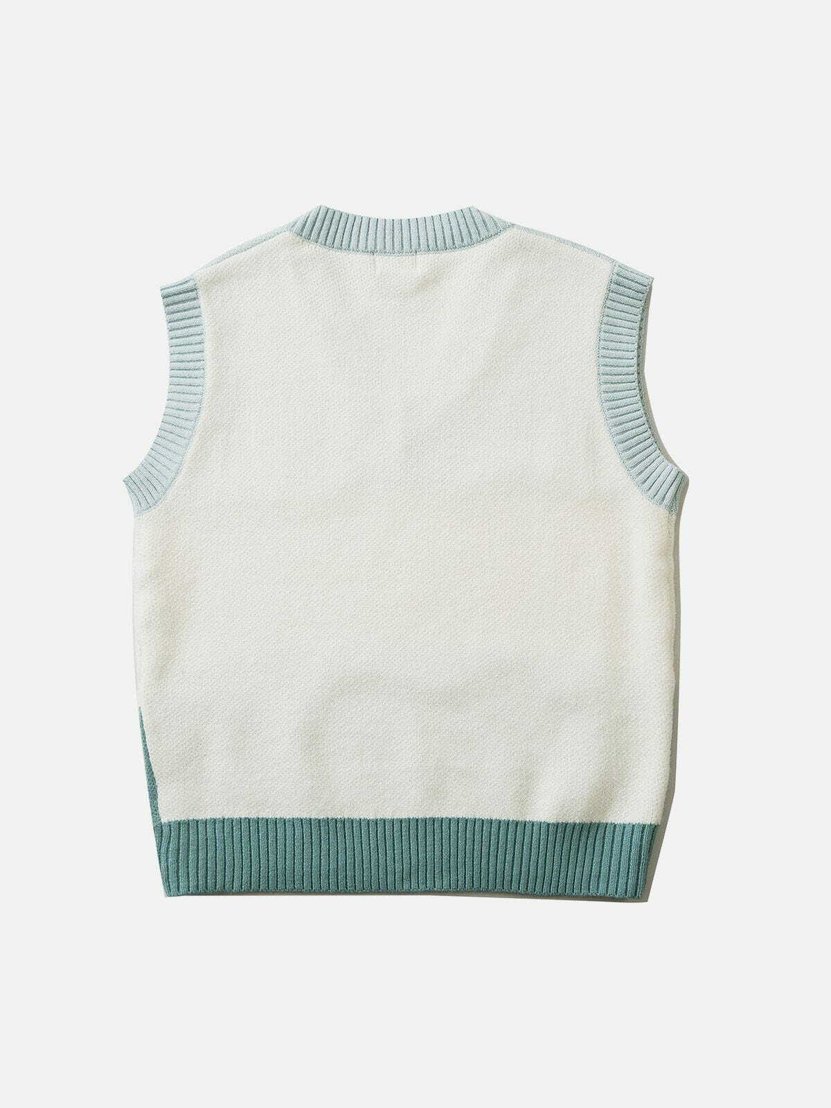 tricolor stitching sweater vest edgy y2k streetwear essential 6364