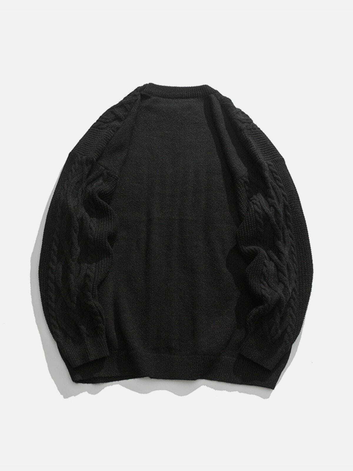 twisted crew neck sweater edgy & chic streetwear 7564