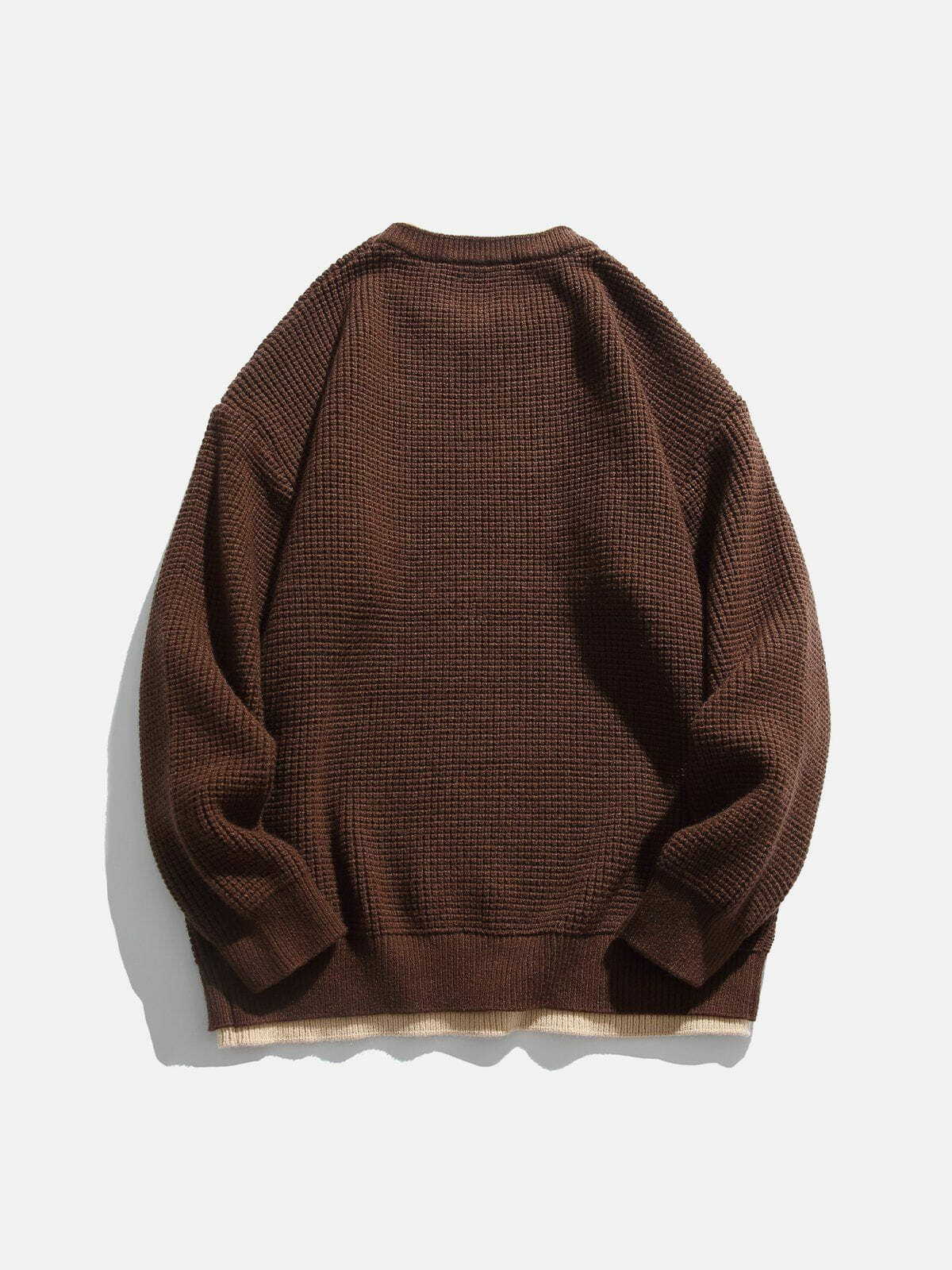 unique duallayer waffle sweater edgy & trendy streetwear 2464