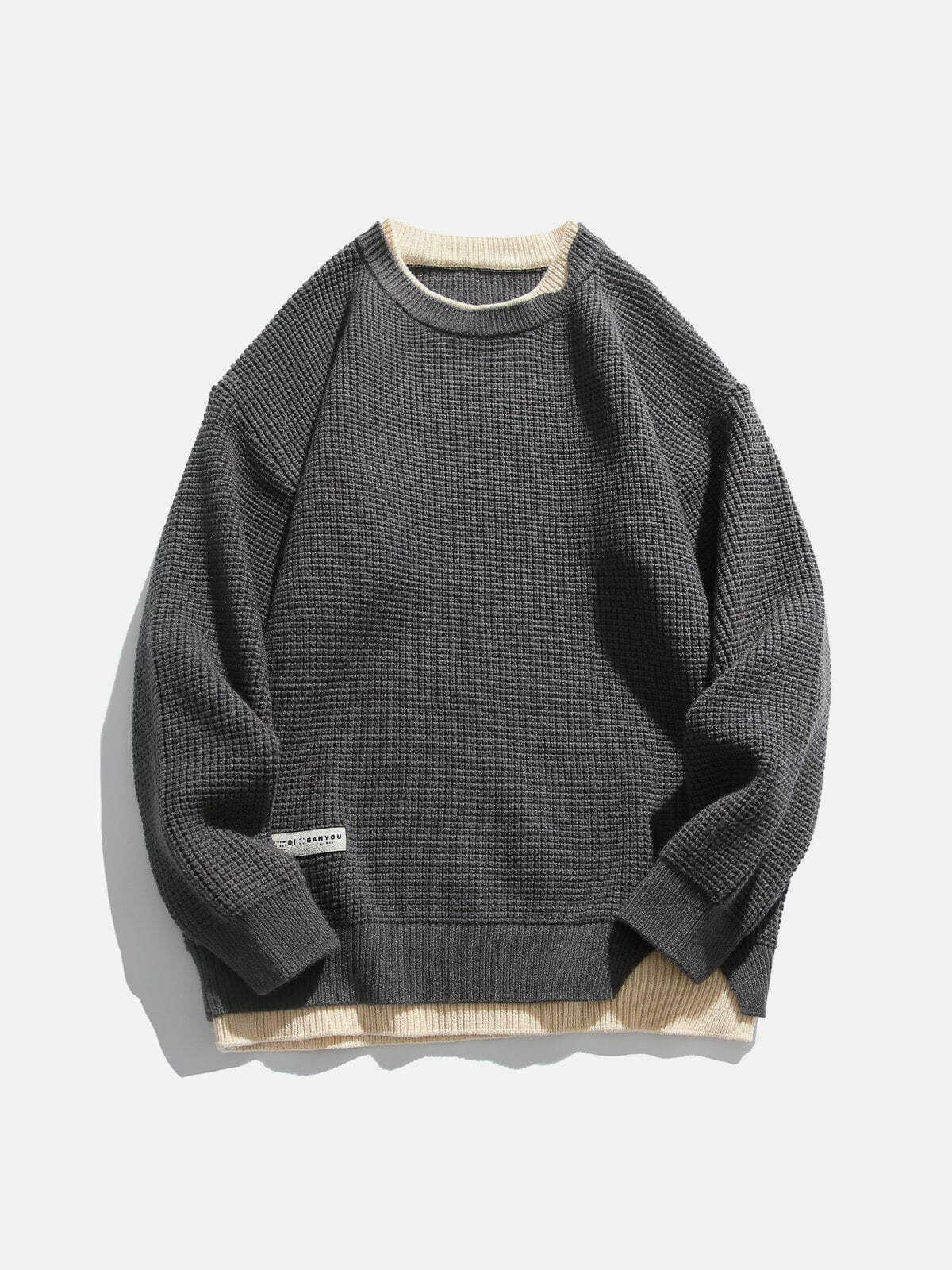 unique duallayer waffle sweater edgy & trendy streetwear 5334