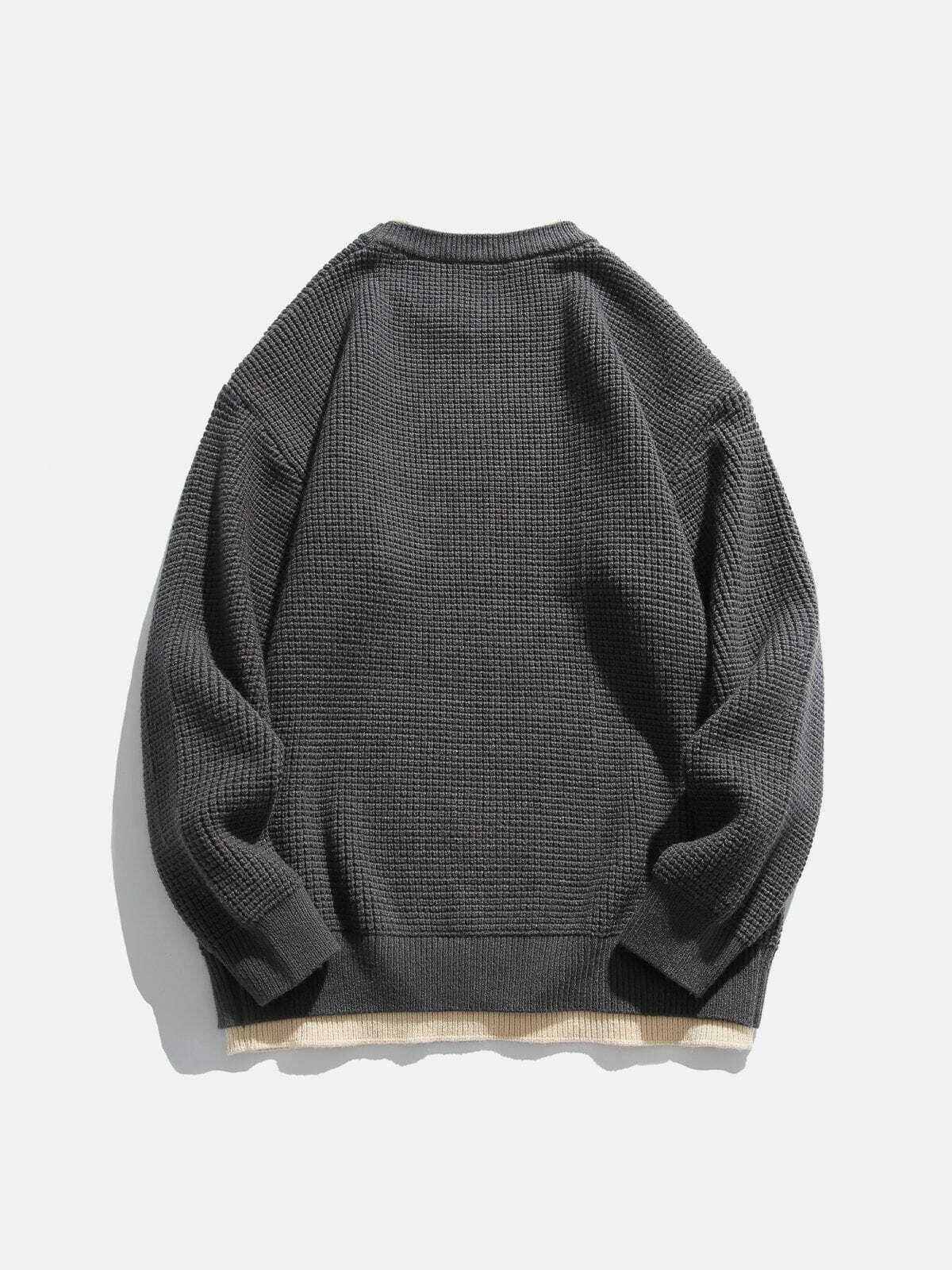unique duallayer waffle sweater edgy & trendy streetwear 8716