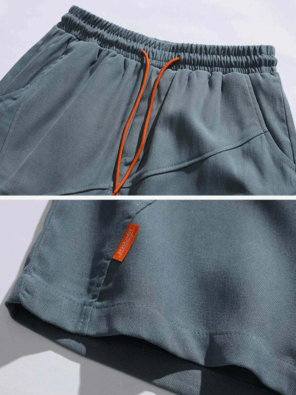 unique spliced drawstring shorts edgy & trendy streetwear 1511