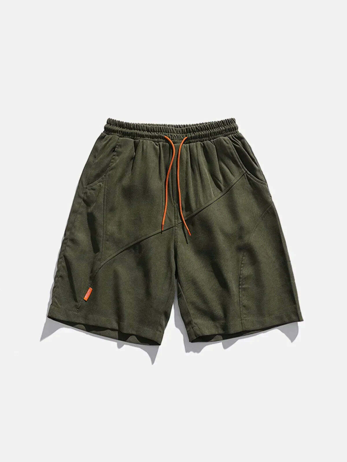 unique spliced drawstring shorts edgy & trendy streetwear 3989