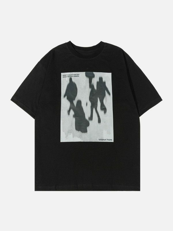 urban youth graphic tee edgy shadow print shirt for streetwear vibes 2280