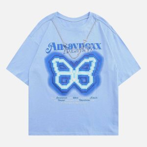 vibrant butterfly chain tee edgy  retro streetwear fashion 3728