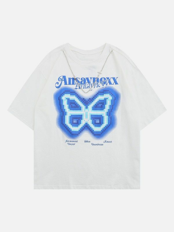 vibrant butterfly chain tee edgy  retro streetwear fashion 6130