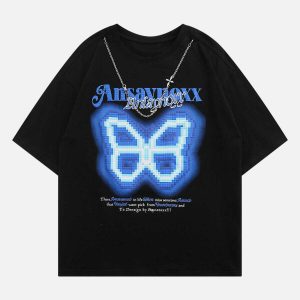 vibrant butterfly chain tee edgy  retro streetwear fashion 6501