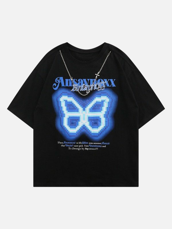 vibrant butterfly chain tee edgy  retro streetwear fashion 6501
