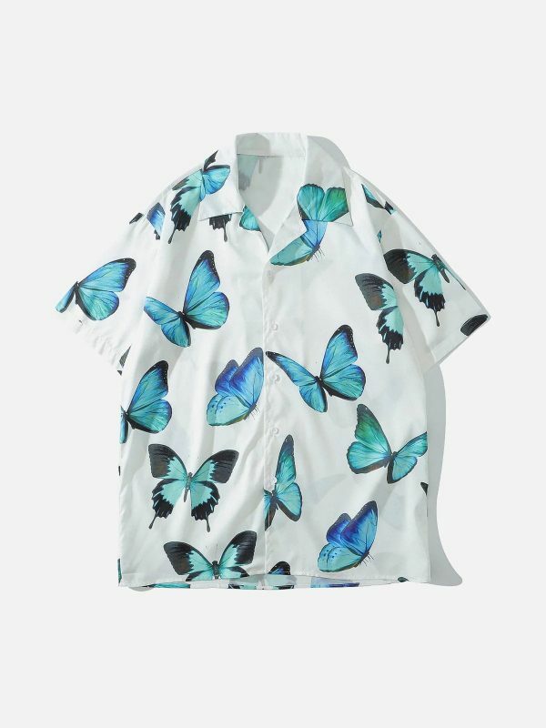 vibrant butterfly print tee retro y2k shortsleeved statement shirt 4783