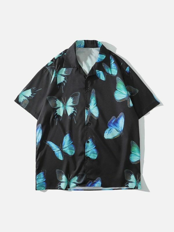 vibrant butterfly print tee retro y2k shortsleeved statement shirt 8983