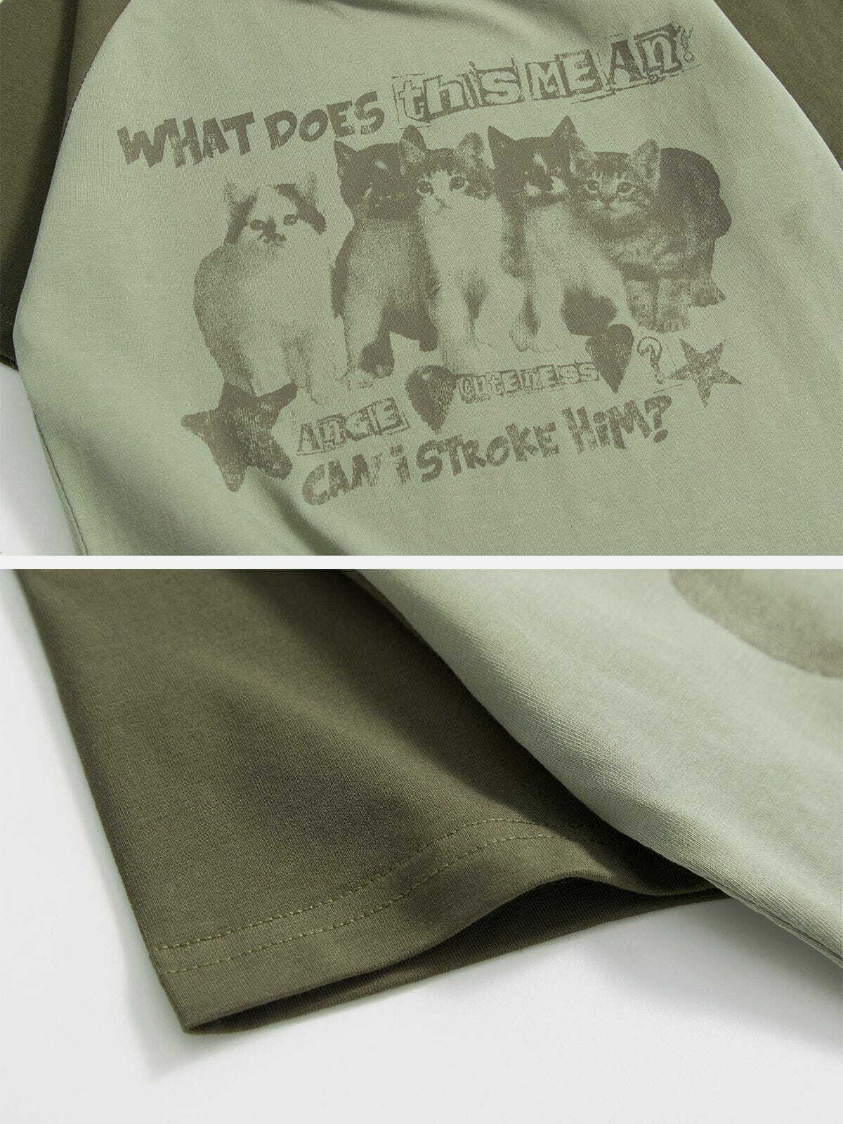 vibrant cat print tee edgy  retro streetwear essential 2129