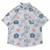 vibrant floral shirt retro short sleeve top for a stylish look 4296