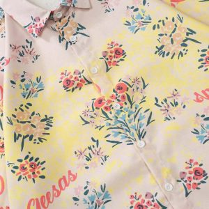 vibrant flower letters tee retro youthful short sleeve shirt 8019
