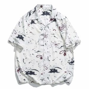 vibrant ink splatter shirt edgy  retro streetwear for a youthful look 2757