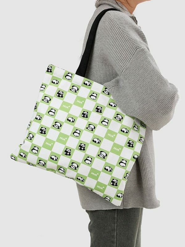 vibrant panda pattern bag retro  quirky urban accessory 3928