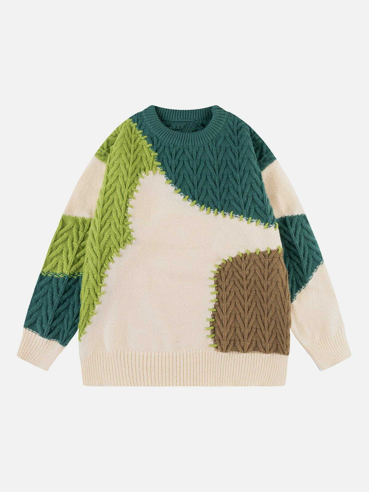 vibrant patchwork sweater y2k fashion essential 2167