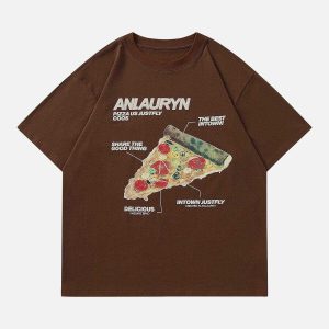 vibrant pizza print tee edgy  retro streetwear staple 2364