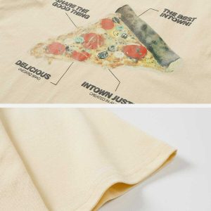 vibrant pizza print tee edgy  retro streetwear staple 7939
