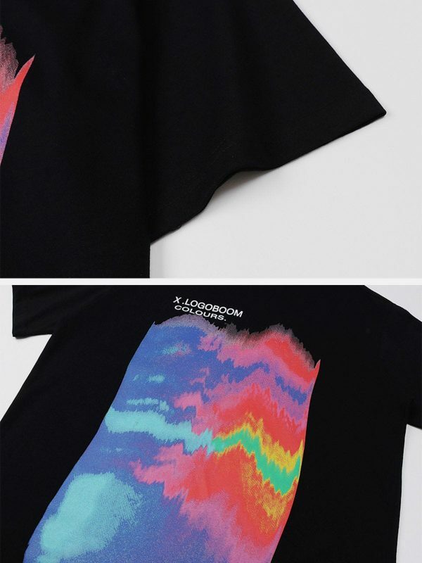 vibrant rainbow tee edgy  retro streetwear essential 7984