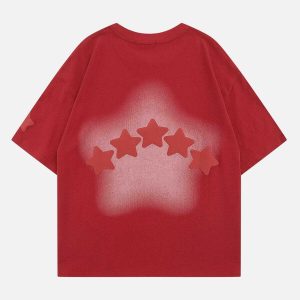 vibrant star embroidered tee retro y2k aesthetic statement 7299