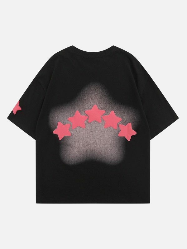vibrant star embroidered tee retro y2k aesthetic statement 7730