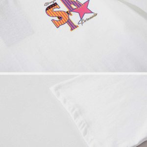 vibrant star print tee edgy  retro graphic shirt 2927