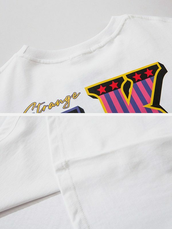 vibrant star print tee edgy  retro graphic shirt 3194