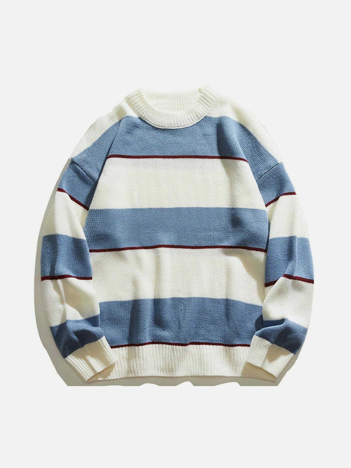 vibrant stitched stripes knit sweater retro urban style 4535