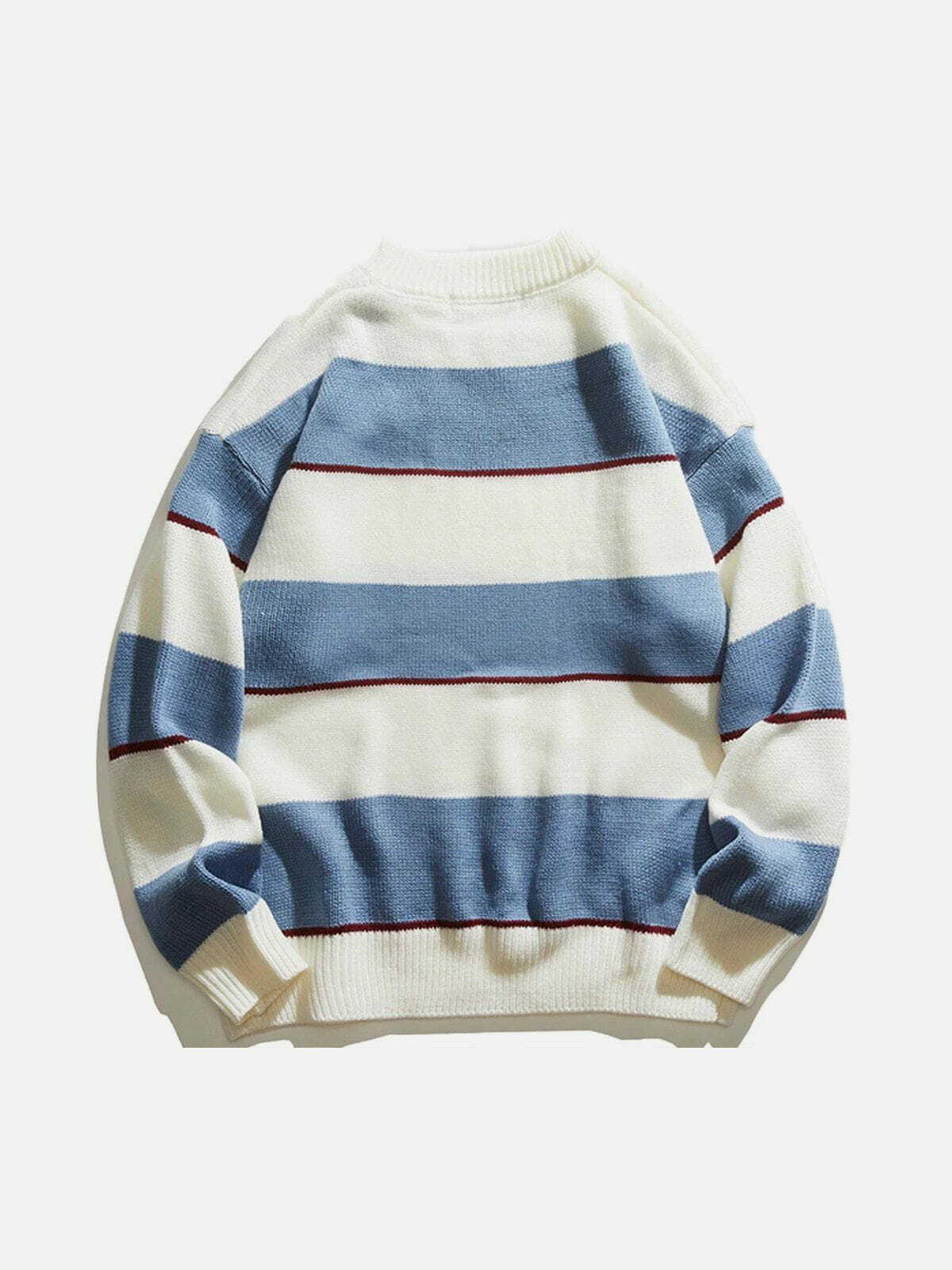 vibrant stitched stripes knit sweater retro urban style 7243