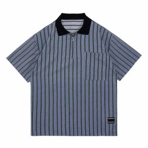 vibrant striped short sleeve shirt retro streetwear essential 6865
