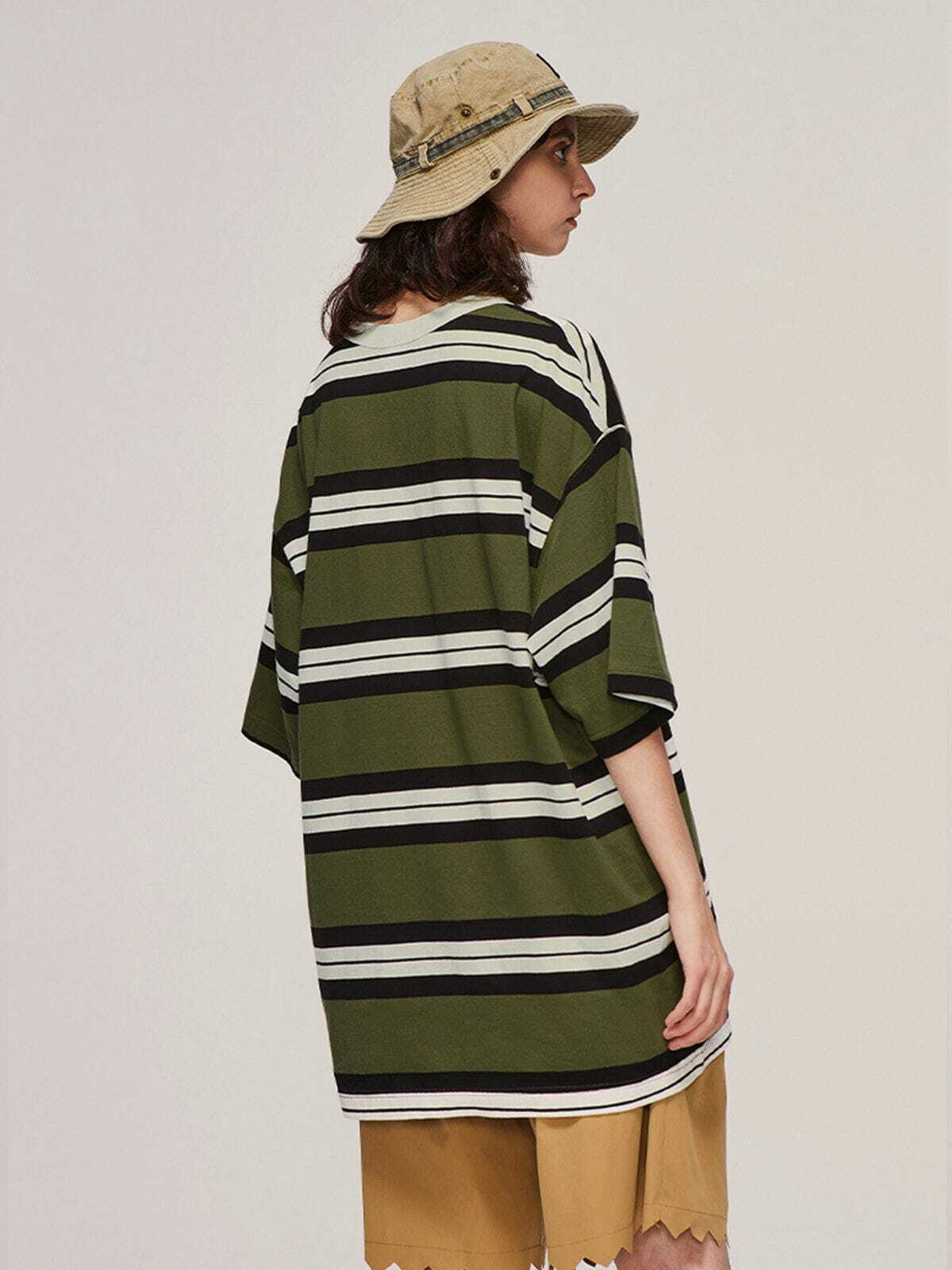 vibrant stripes print tee retro streetwear essential 2117