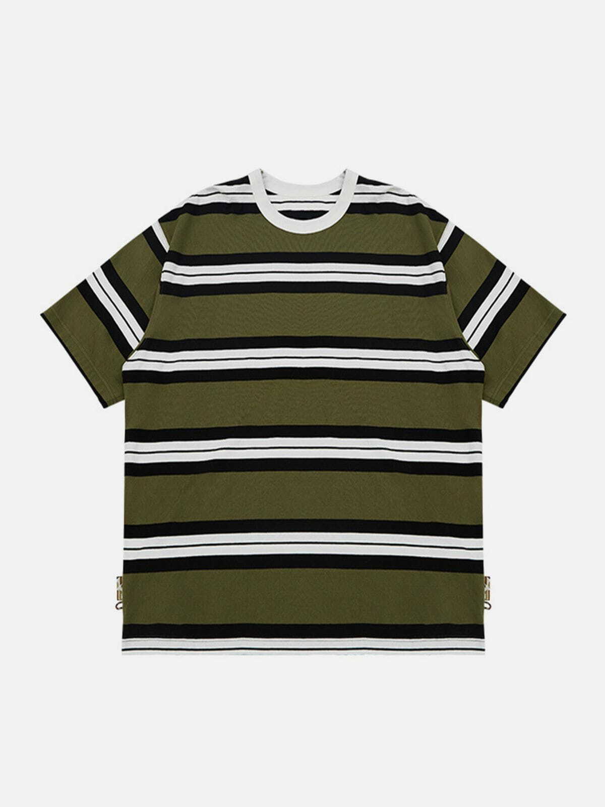 vibrant stripes print tee retro streetwear essential 7845