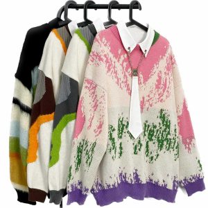 vibrant tiedye knit sweater eclectic streetwear 7473