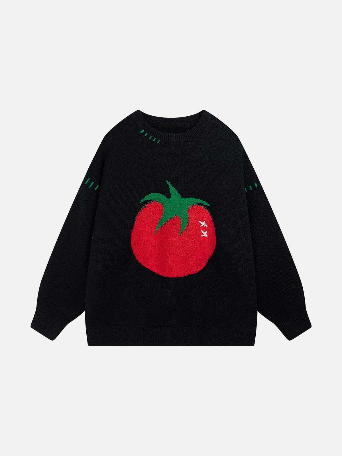 vibrant tomato jacquard sweater chic & trendy streetwear 2078