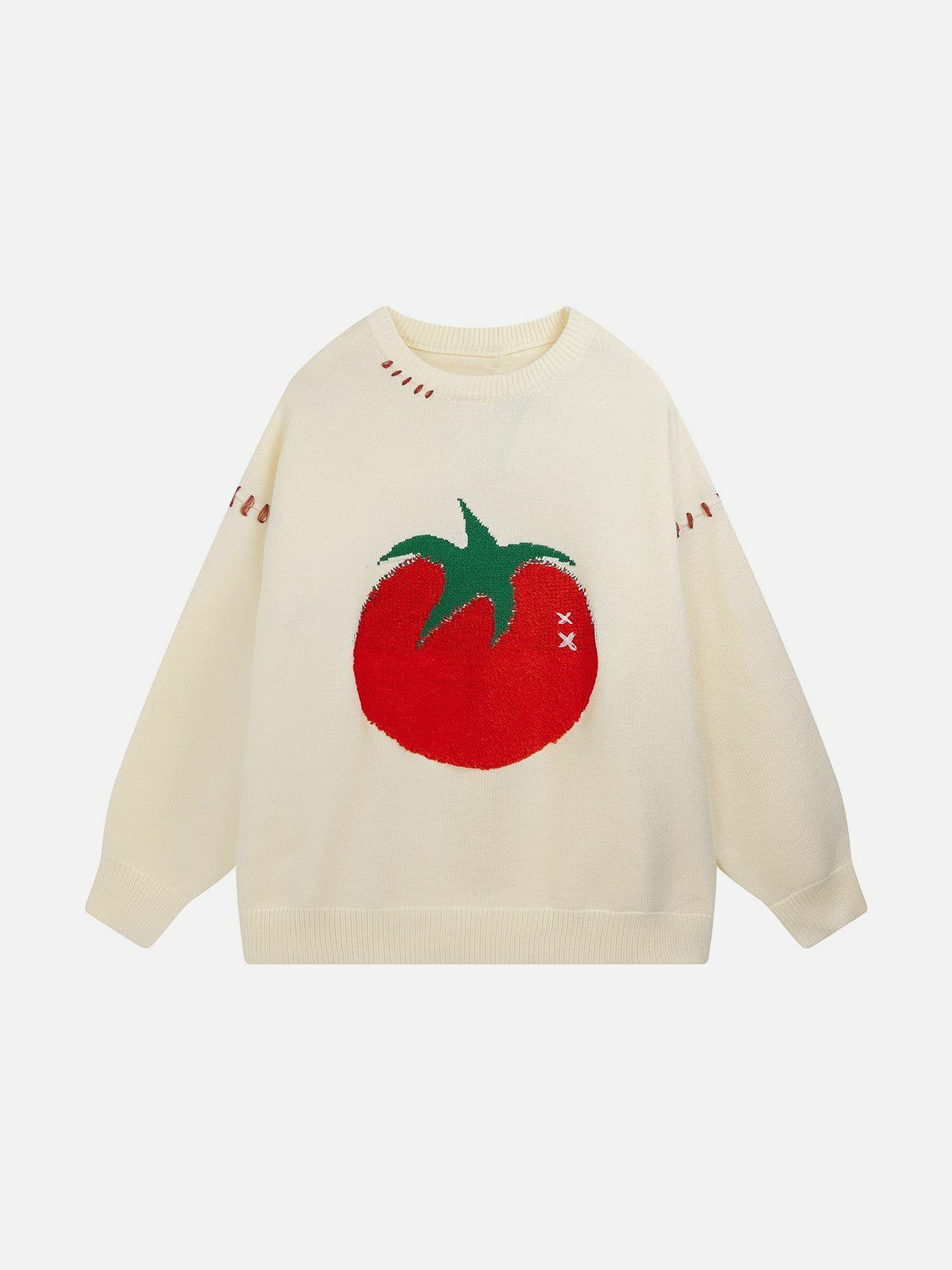 vibrant tomato jacquard sweater chic & trendy streetwear 5921