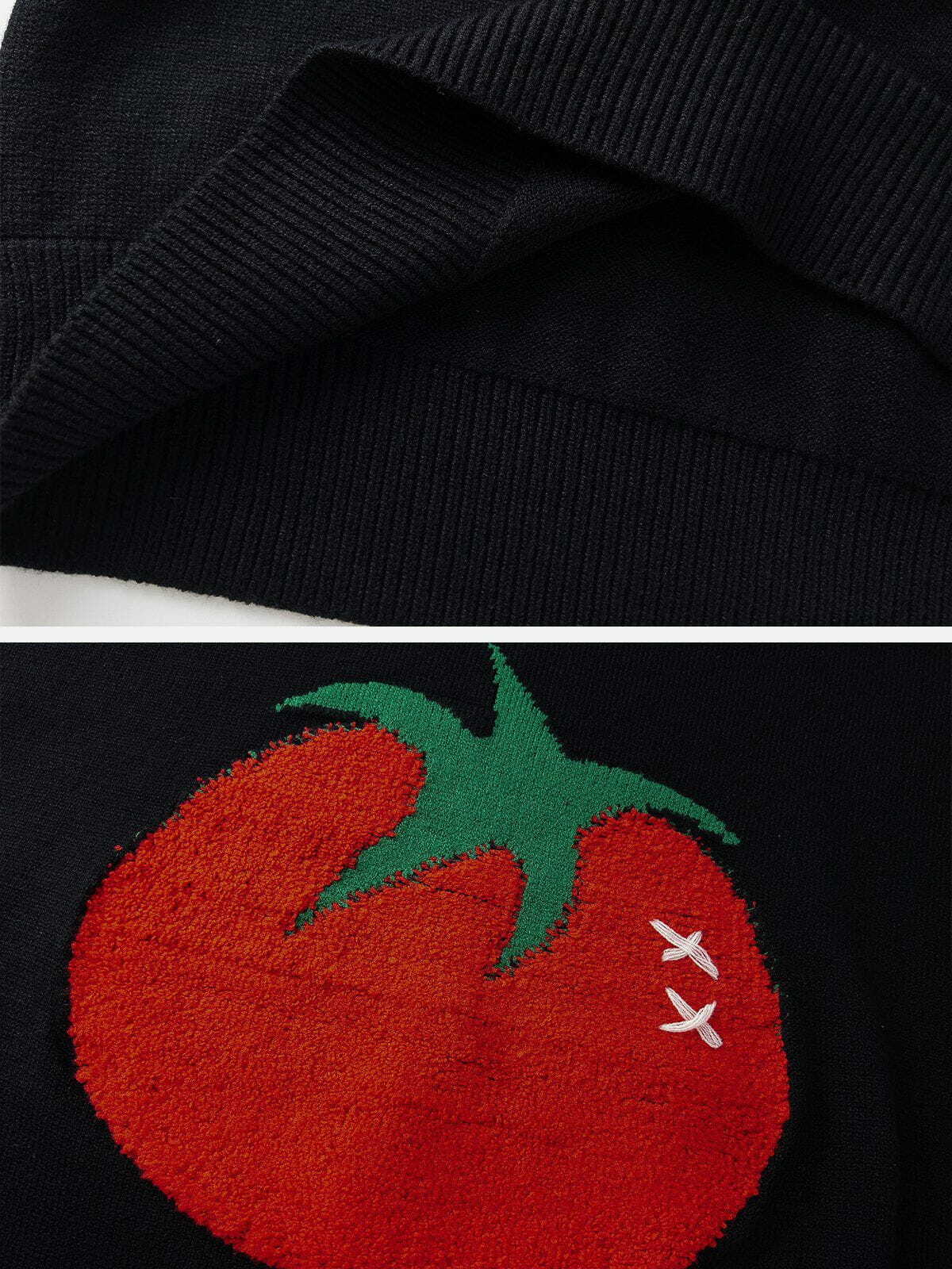 vibrant tomato jacquard sweater chic & trendy streetwear 5997