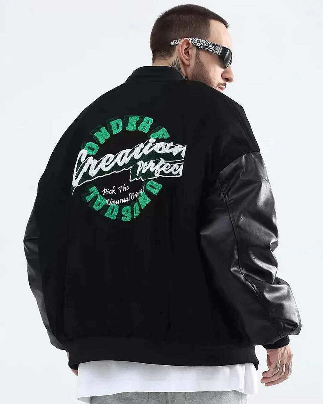vibrant unusual jacket green & trendy streetwear 8122