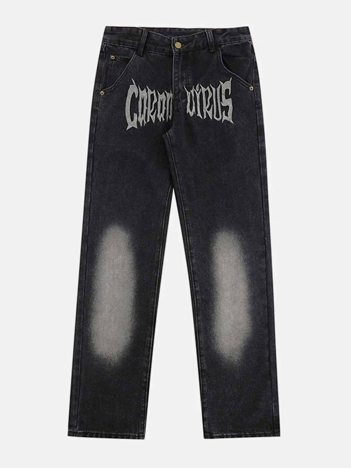 vintage bat embroidered jeans distressed & edgy 2367