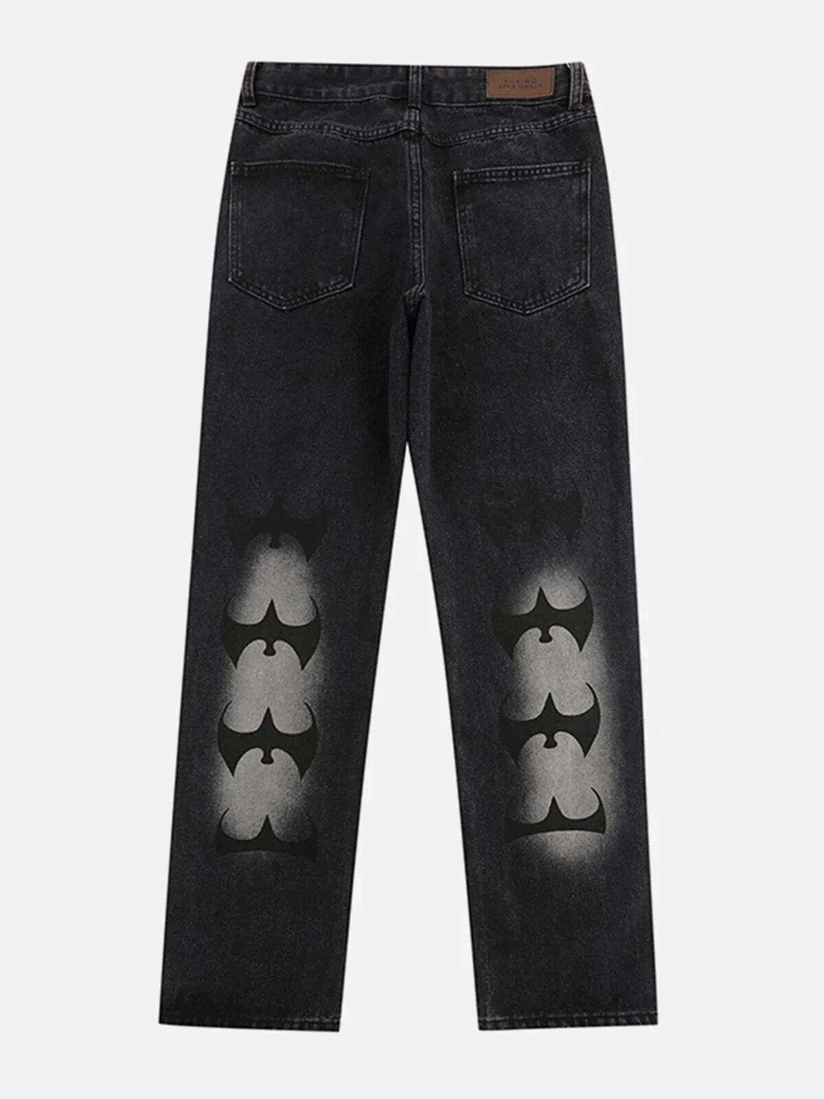 vintage bat embroidered jeans distressed & edgy 7057