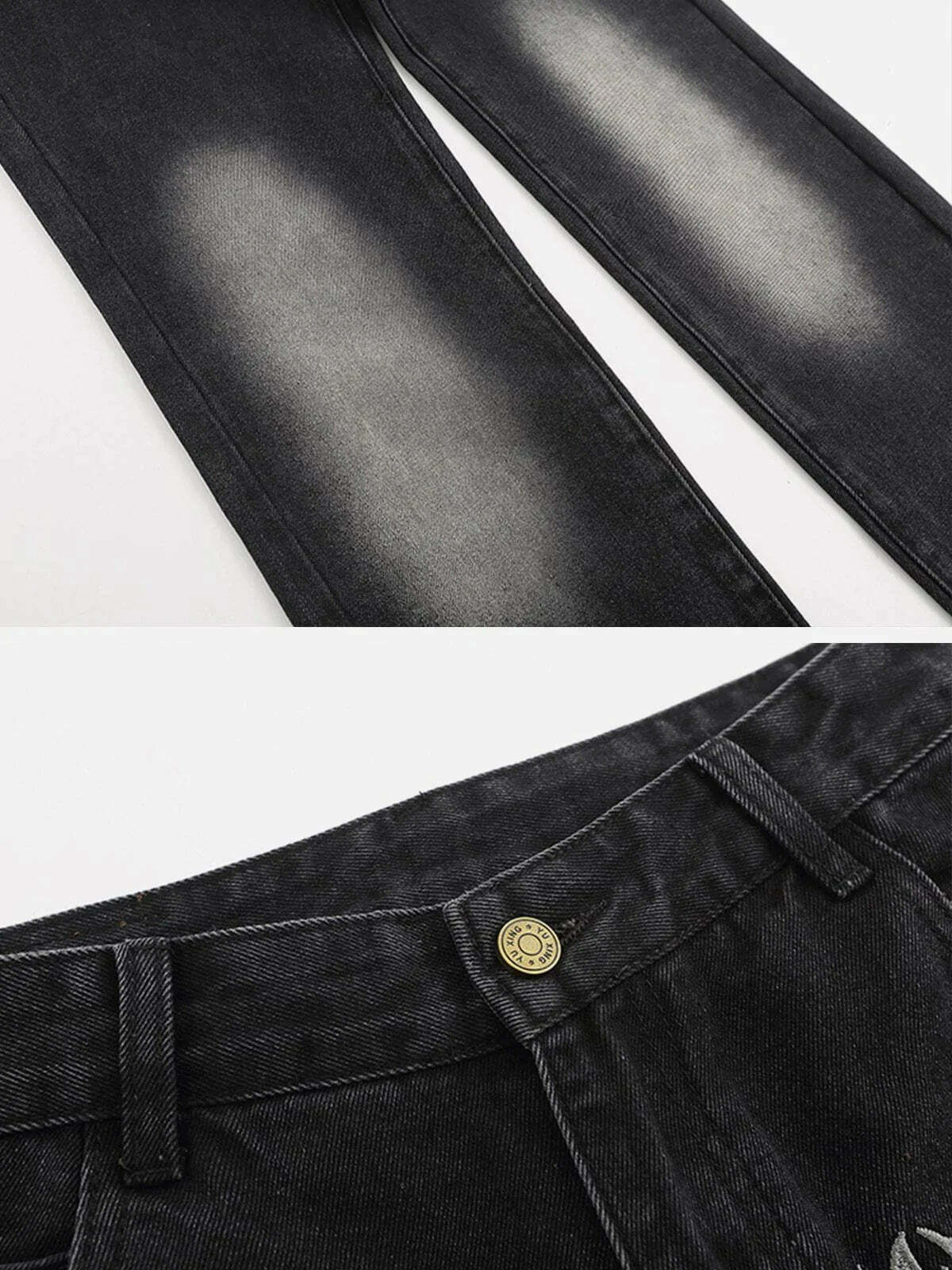 vintage bat embroidered jeans distressed & edgy 7265