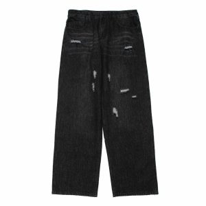 vintage denim patchwork jeans edgy streetwear essential 4968