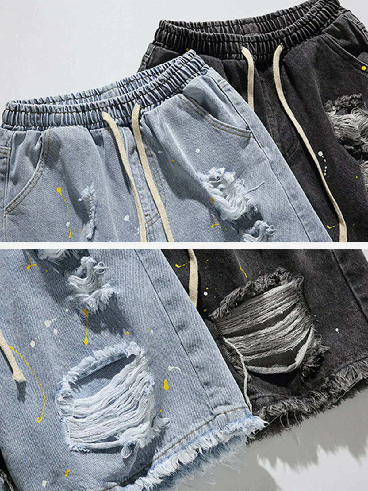 vintage distressed denim shorts edgy streetwear essential 3419