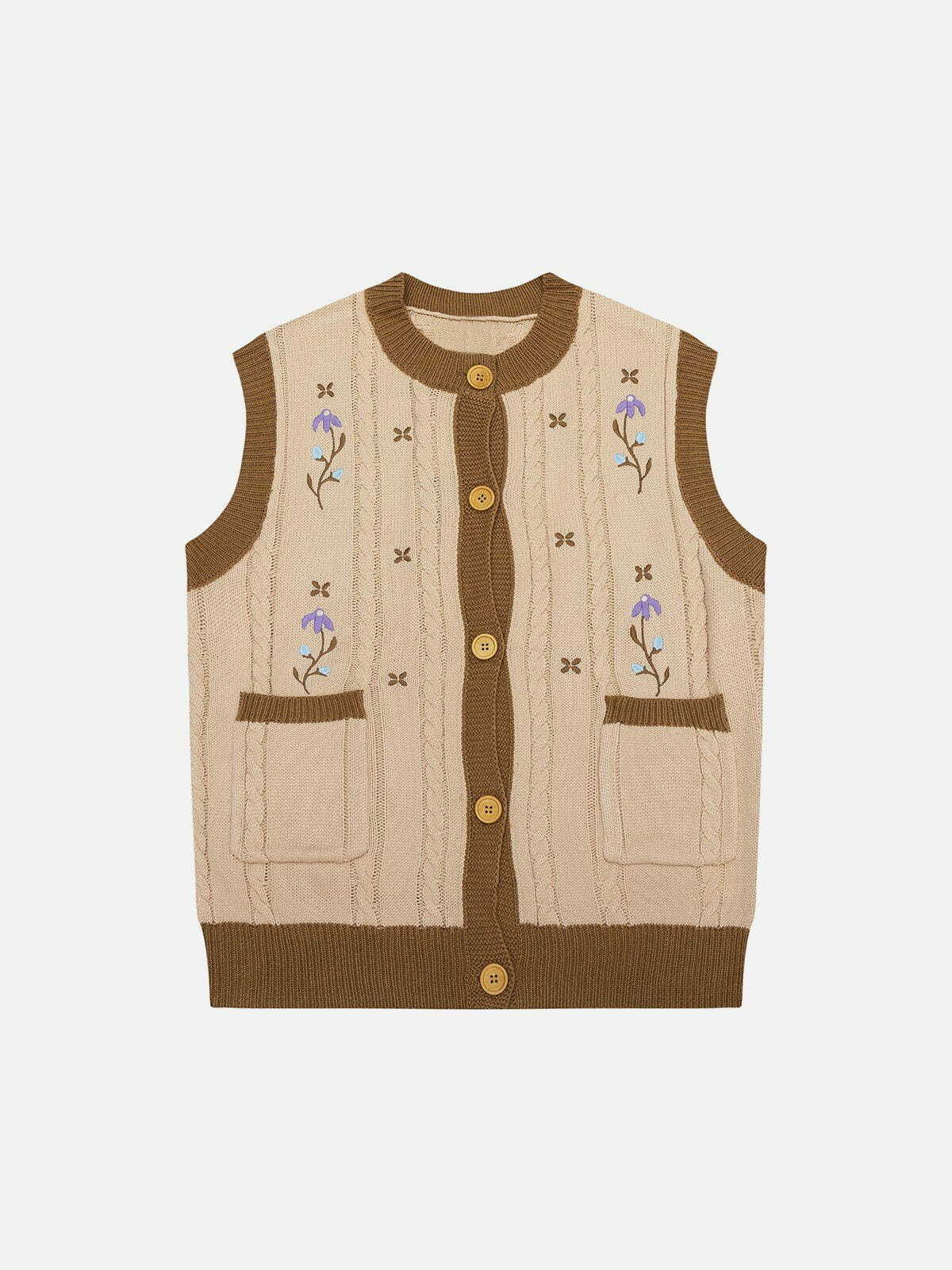 vintage embroidery sweater vest quirky embellished y2k fashion 1439