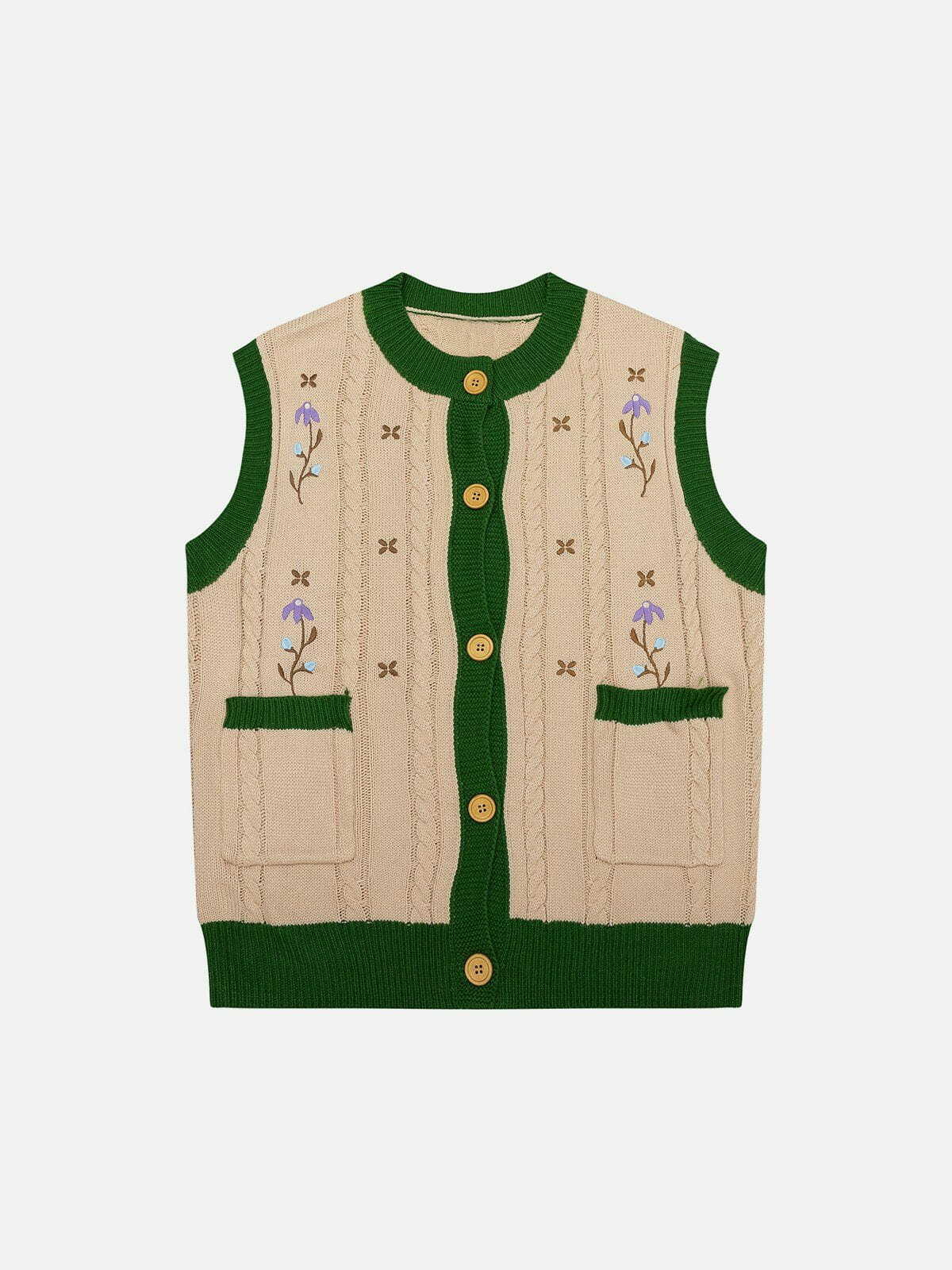 vintage embroidery sweater vest quirky embellished y2k fashion 5924