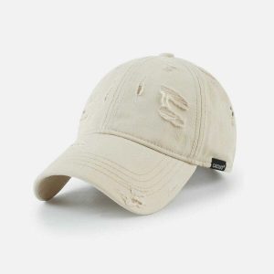 vintage hole baseball cap edgy retro urban hat 2141