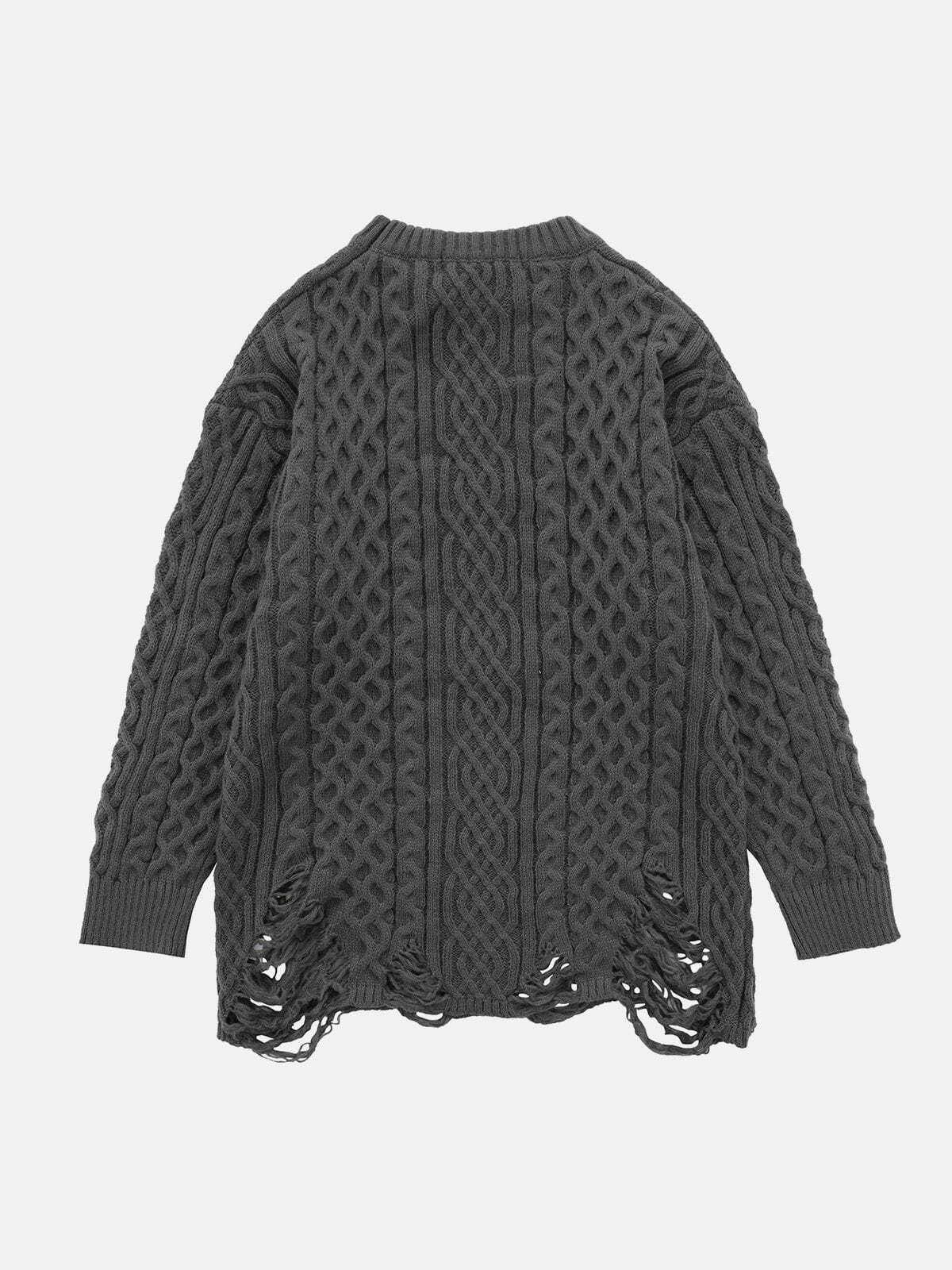 vintage hole knit sweater edgy y2k fashion icon 2228